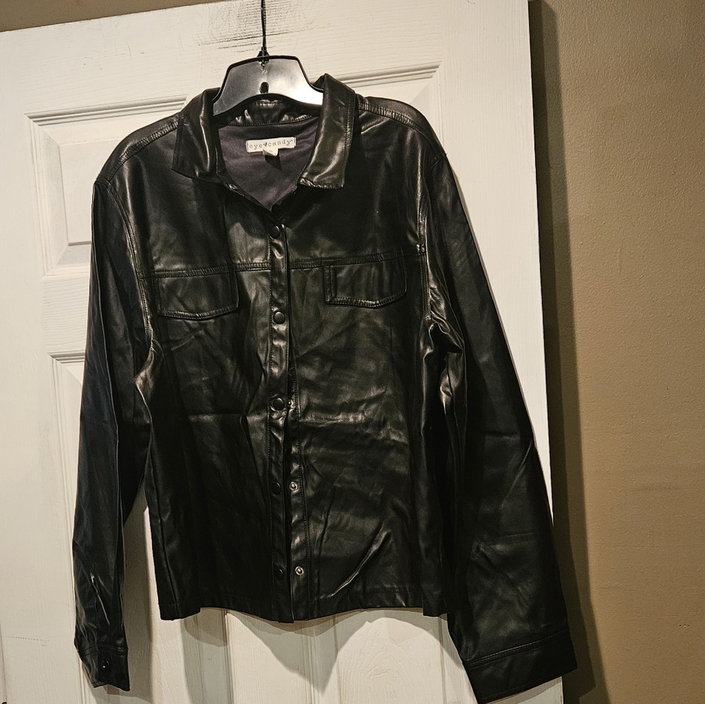EYE CANDY FAUX LEATHER JACKET